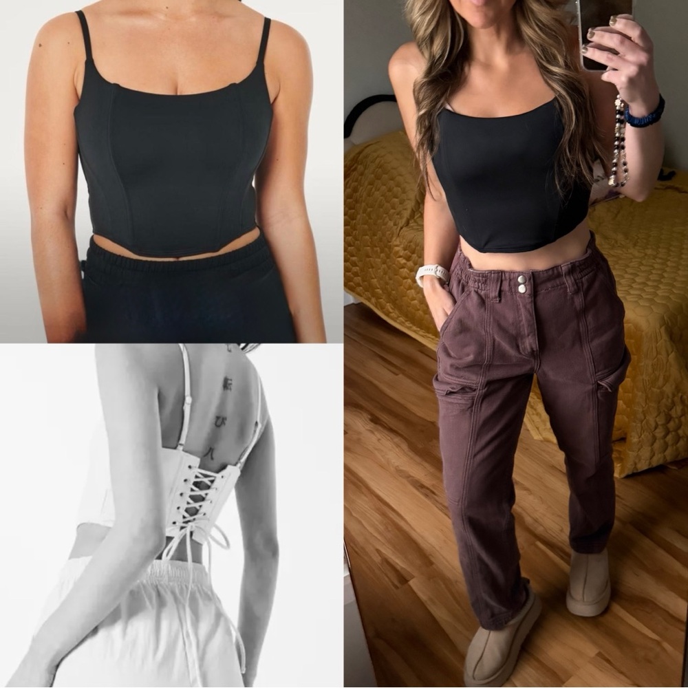Gilly Hicks Recharge Lace up back corset bustier top hollister a&f l